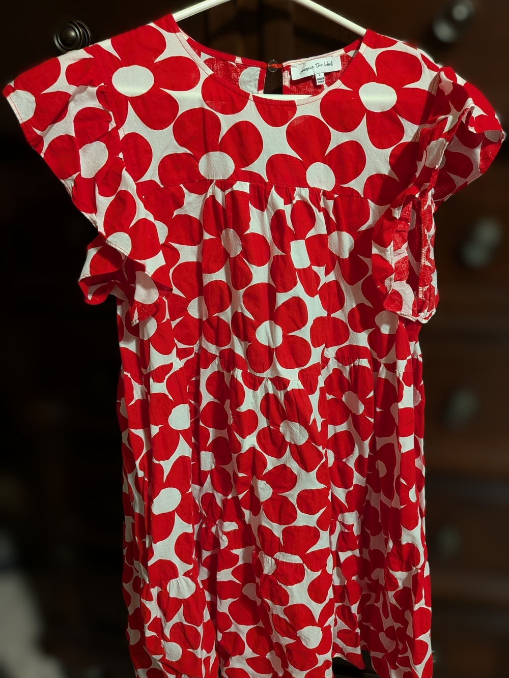 Red Floral Print Flutter Sleeve Top - Jacquie The Label
